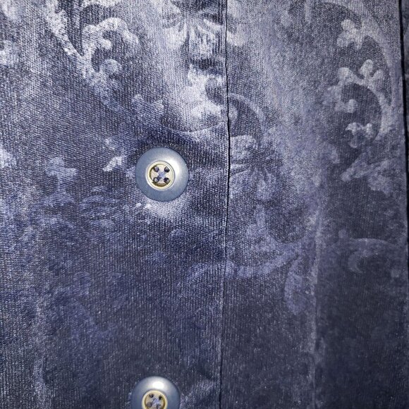 Basic Editions Dark Floral Burnout Button Up Top Corduroy Midnight Blue Size 3X - Picture 6 of 9